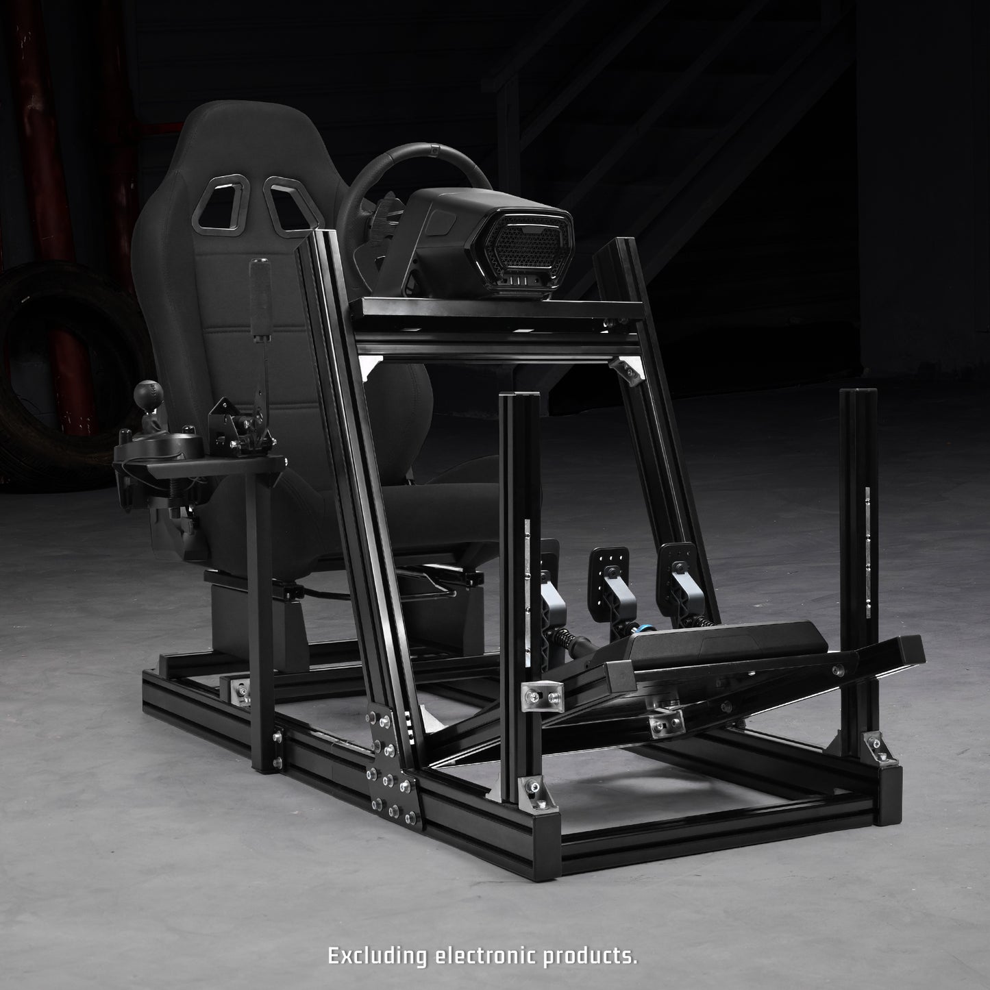 Dardoo F1 Racing Wheel Stand Cockpit with Seat, Rugged Profile 40 x 80 mm Wheel Cage Fit for Logitech G923, for Thrustmaster Sim Racing Mount without Steering Wheel, Pedal, Handbrake