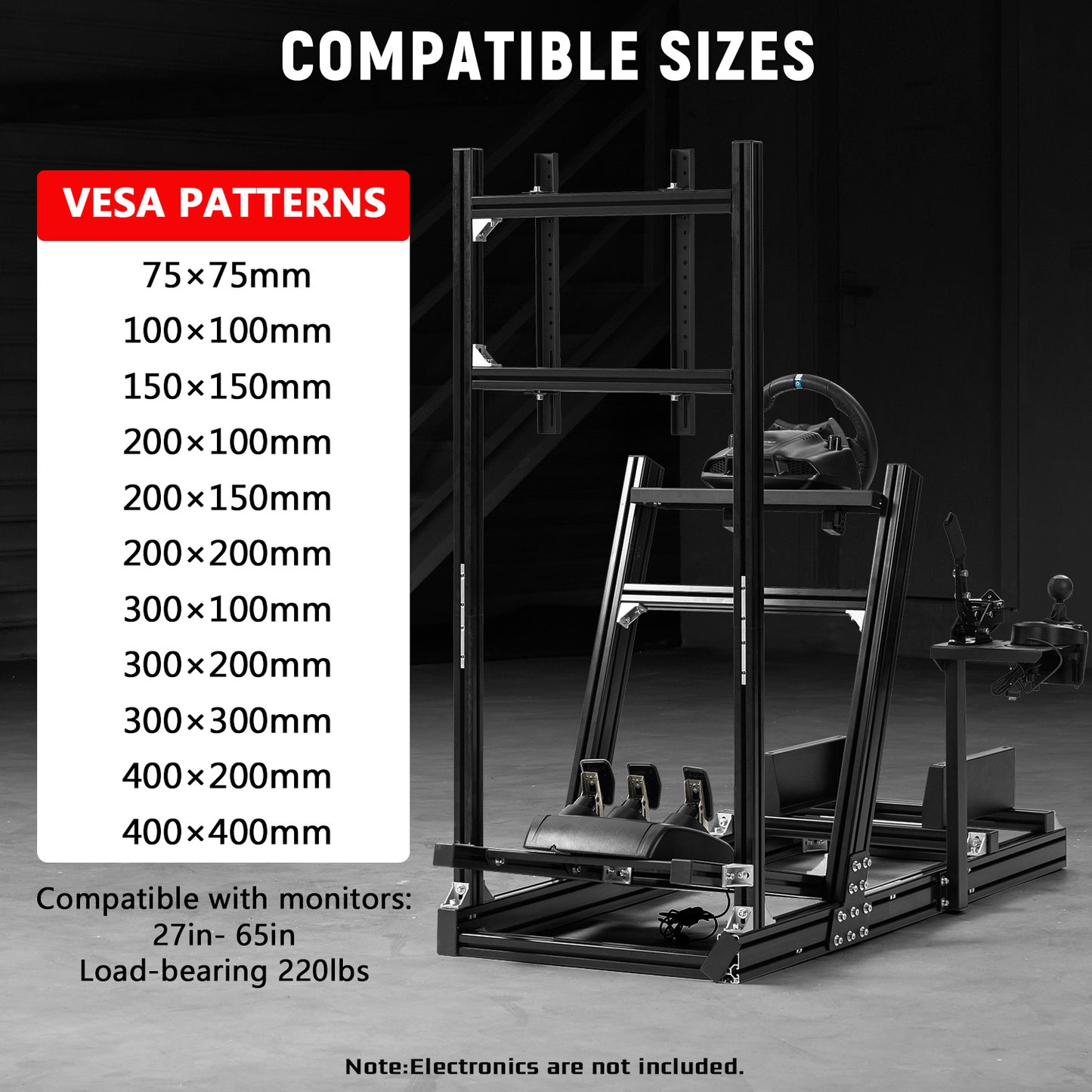 Dardoo F1 Racing Simulator Cockpit with Display Frames Solid profile 40 x 80 mm Wheel Stand Fit for Logitech G920 G923, for Thrustmaster T300RS Without Wheel, Pedal, Handbrake