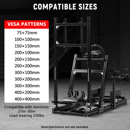 Dardoo F1 Racing Simulator Cockpit with Display Frames Solid profile 40 x 80 mm Wheel Stand Fit for Logitech G920 G923, for Thrustmaster T300RS Without Wheel, Pedal, Handbrake