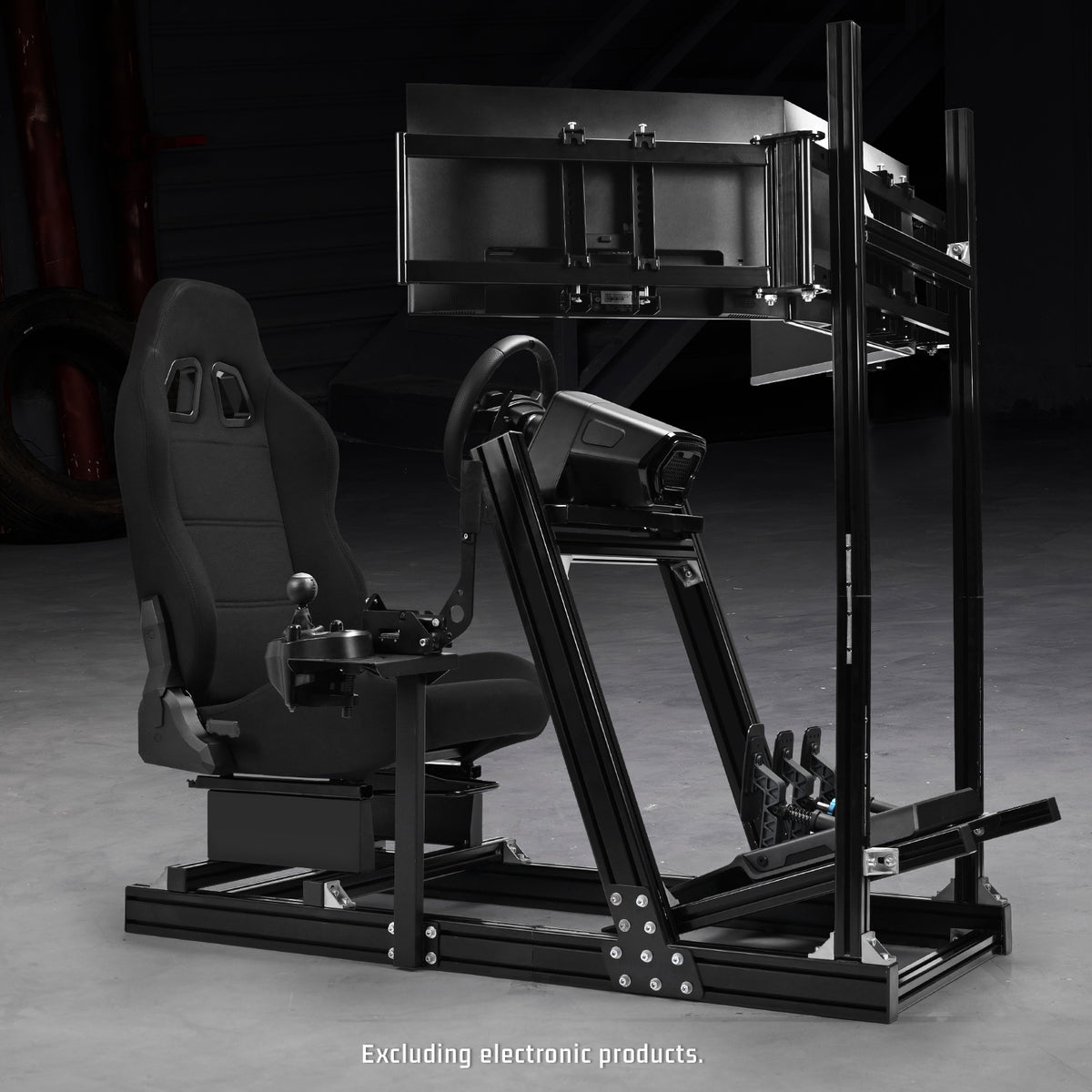 Dardoo Gaming Simulator Cockpit With Seat Triple-Screen Display Stand, Profile 40 x 80 mm , Steering Wheels Fit For Logitech G923 G29 G920, for Thrustmaster T300RS TMX-PRO, Shifter, Handbrake, Pedals & Display are not Included