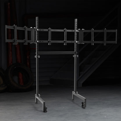 Dardoo Sim Racing Triple Monitor Stand with Adjustable Height & Width for 27 or 32 Inch Display 3 Screens TV Mount Compatible with Round Tube Racing Sim Cockpit