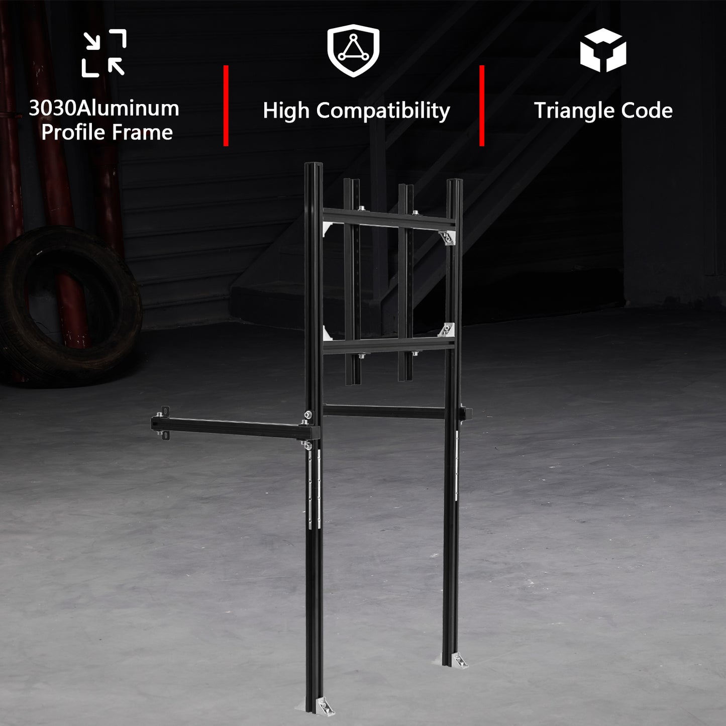 Dardoo 3060 Heavy-Duty Aluminum Extrusion Monitor Mount Compatible with 27-65 Inch Height Adjustable, Supports DIY Expansion Modification Racing Cockpit with Seat