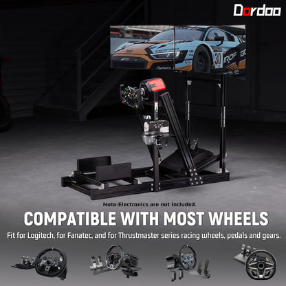 Dardoo F1 Racing Simulator Cockpit with Triple-Screen Display Frame Solid profile 40 x 80 mm Wheel Stand Fit for Logitech G920 G923, for Thrustmaster T300RS Without Wheel, Pedal, Handbrake