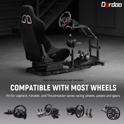 Dardoo Racing Simulator Cockpit with Adjustable Racing Seat, Fully Adjustable, Fits for Logitech G29 G920 G923, Thrustmaster T150 T300RS GT Racing Steering Wheel Stand, Not Included Wheel Shifter and Pedals
