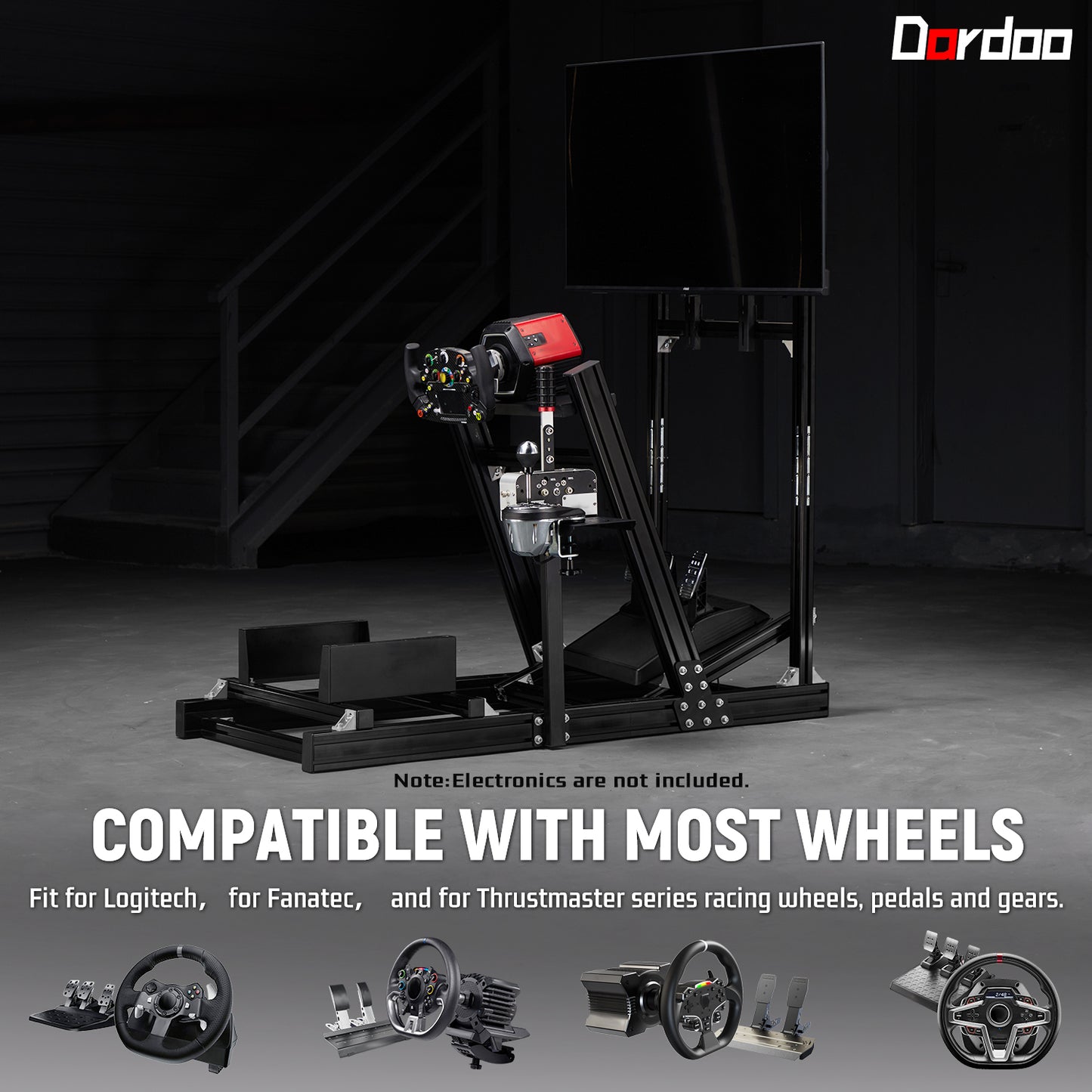 Dardoo F1 Racing Simulator Cockpit with Display Frames Solid profile 40 x 80 mm Wheel Stand Fit for Logitech G920 G923, for Thrustmaster T300RS Without Wheel, Pedal, Handbrake