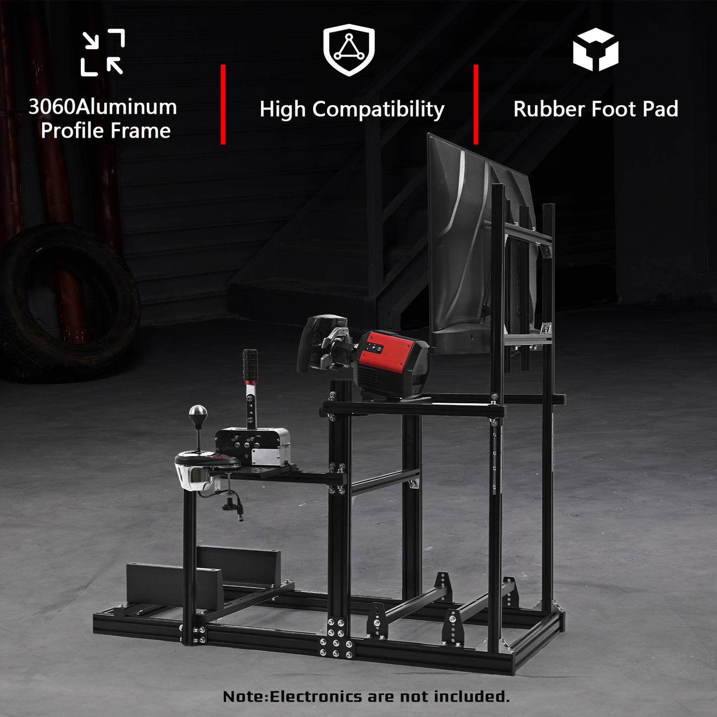 Dardoo 3060 Aluminum Racing Simulator Cockpit with TV Stand , Fully Adjustable,  Support for Logitech/Thrustmaster/Fanatec G29 G923 G920 T248 T300 GSL DD, Not Include Steering Wheel,Pedals,Handbrake