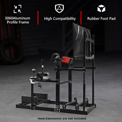 Dardoo 3060 Aluminum Racing Simulator Cockpit with TV Stand , Fully Adjustable,  Support for Logitech/Thrustmaster/Fanatec G29 G923 G920 T248 T300 GSL DD, Not Include Steering Wheel,Pedals,Handbrake