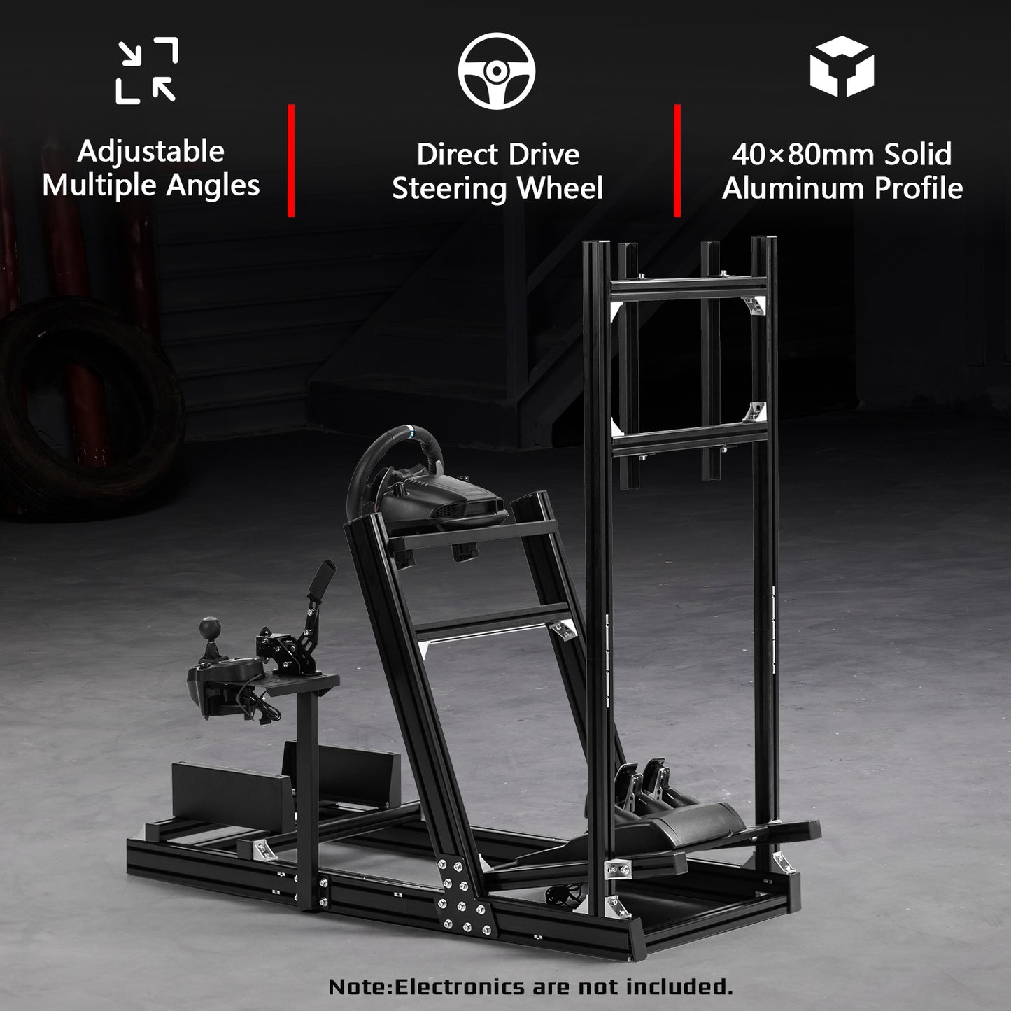 Dardoo F1 Racing Simulator Cockpit with Display Frames Solid profile 40 x 80 mm Wheel Stand Fit for Logitech G920 G923, for Thrustmaster T300RS Without Wheel, Pedal, Handbrake