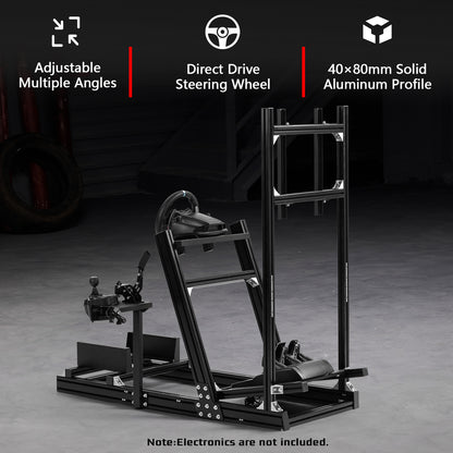 Dardoo F1 Racing Simulator Cockpit with Display Frames Solid profile 40 x 80 mm Wheel Stand Fit for Logitech G920 G923, for Thrustmaster T300RS Without Wheel, Pedal, Handbrake