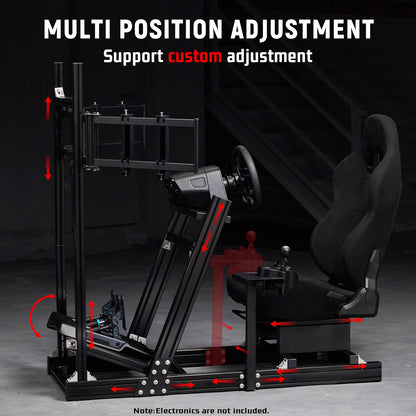 Dardoo Gaming Simulator Cockpit With Seat Triple-Screen Display Stand, Profile 40 x 80 mm , Steering Wheels Fit For Logitech G923 G29 G920, for Thrustmaster T300RS TMX-PRO, Shifter, Handbrake, Pedals & Display are not Included