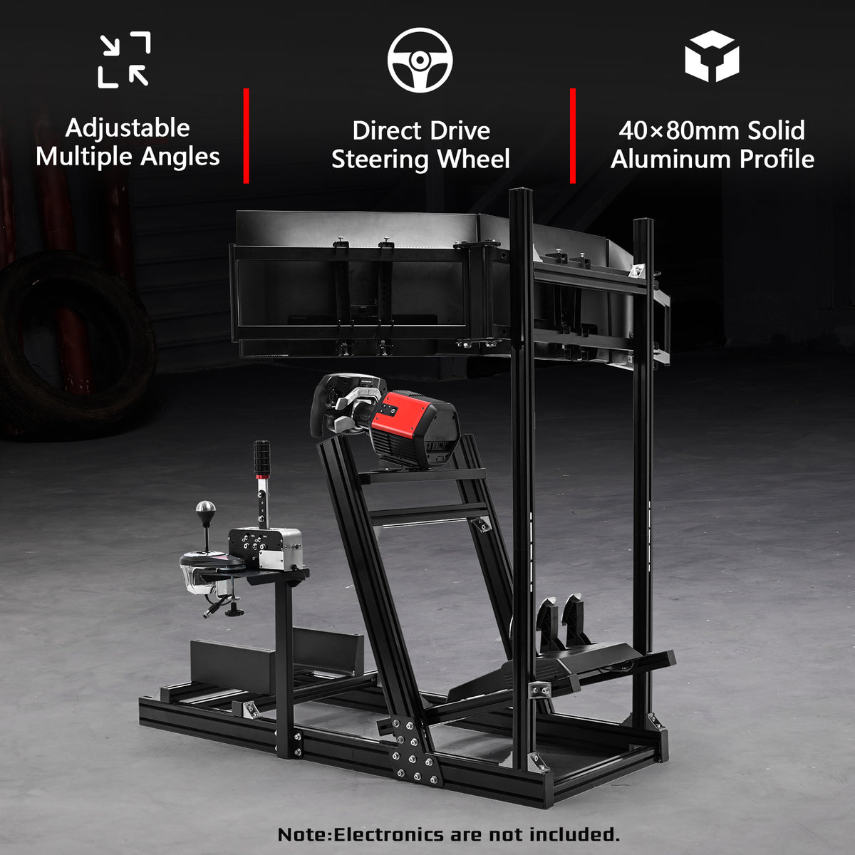 Dardoo F1 Racing Simulator Cockpit with Triple-Screen Display Frame Solid profile 40 x 80 mm Wheel Stand Fit for Logitech G920 G923, for Thrustmaster T300RS Without Wheel, Pedal, Handbrake