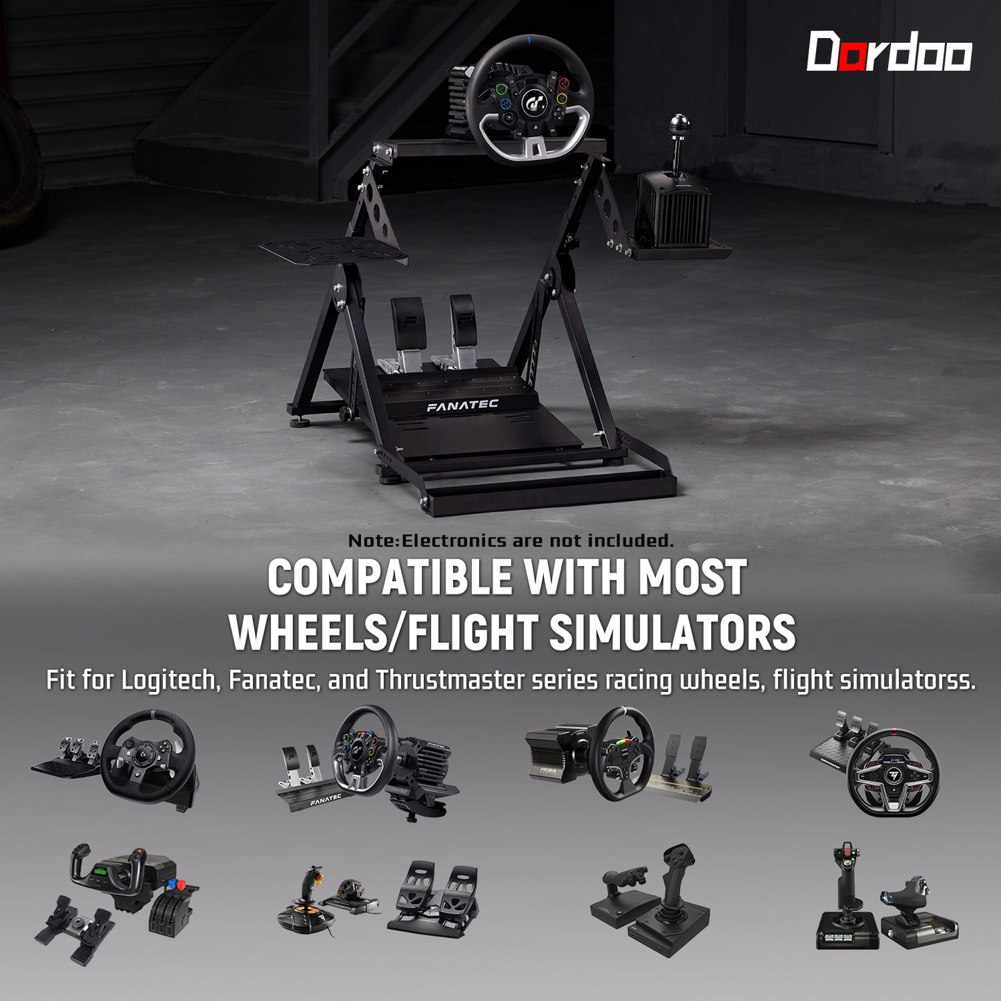 Dardoo G920 X Type Flight Racing Simulator Cockpit Frame, Adjustable, Fit for LogitechG25 G27 G29 X52 X56,Thrustmaster T248 T300 TCA, T16000 Electronics Adjustable Fight Sim Mount Pedals, Steering Wheel Handbrake , Rocker and Shifter Not Included