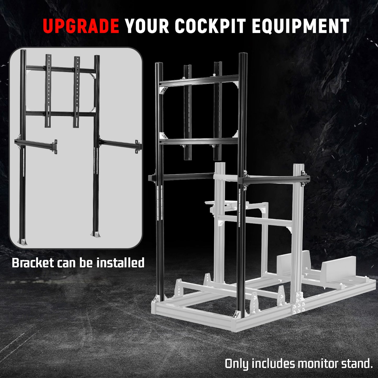 Dardoo 3060 Heavy-Duty Aluminum Extrusion Monitor Mount Compatible with 27-65 Inch Height Adjustable, Supports DIY Expansion Modification Racing Cockpit with Seat