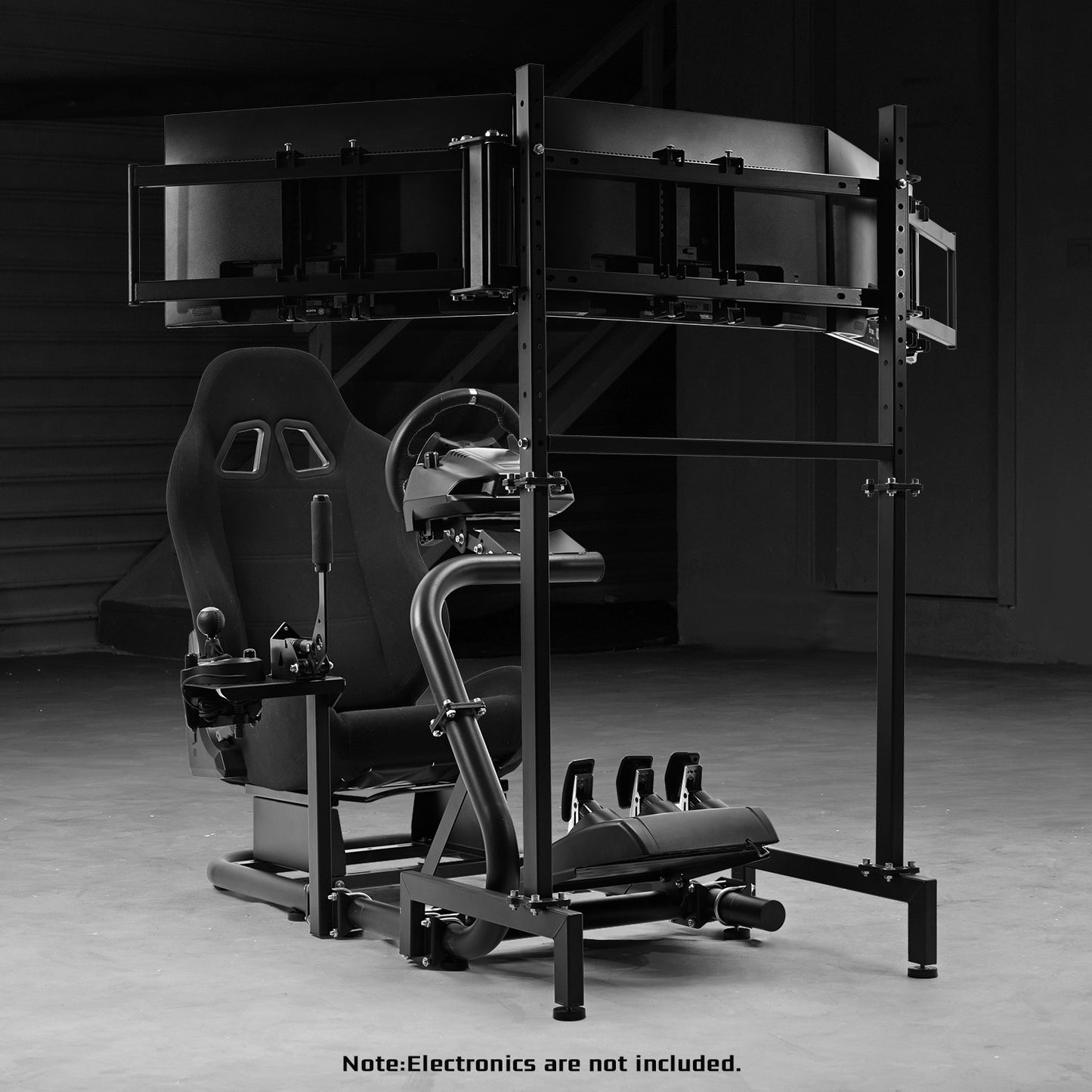 Dardoo Inspired Racing Sim Simulator Cockpit with Black Seat and  Triple Monitor Stand, Fit for Logitech Thrustmaster G29,G25,G920,G923,T248,NOT Include Wheel Shifter Pedals