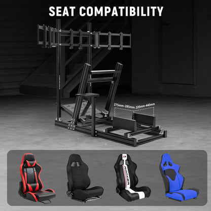 Dardoo F1 Racing Simulator Cockpit with Triple-Screen Display Frame Solid profile 40 x 80 mm Wheel Stand Fit for Logitech G920 G923, for Thrustmaster T300RS Without Wheel, Pedal, Handbrake