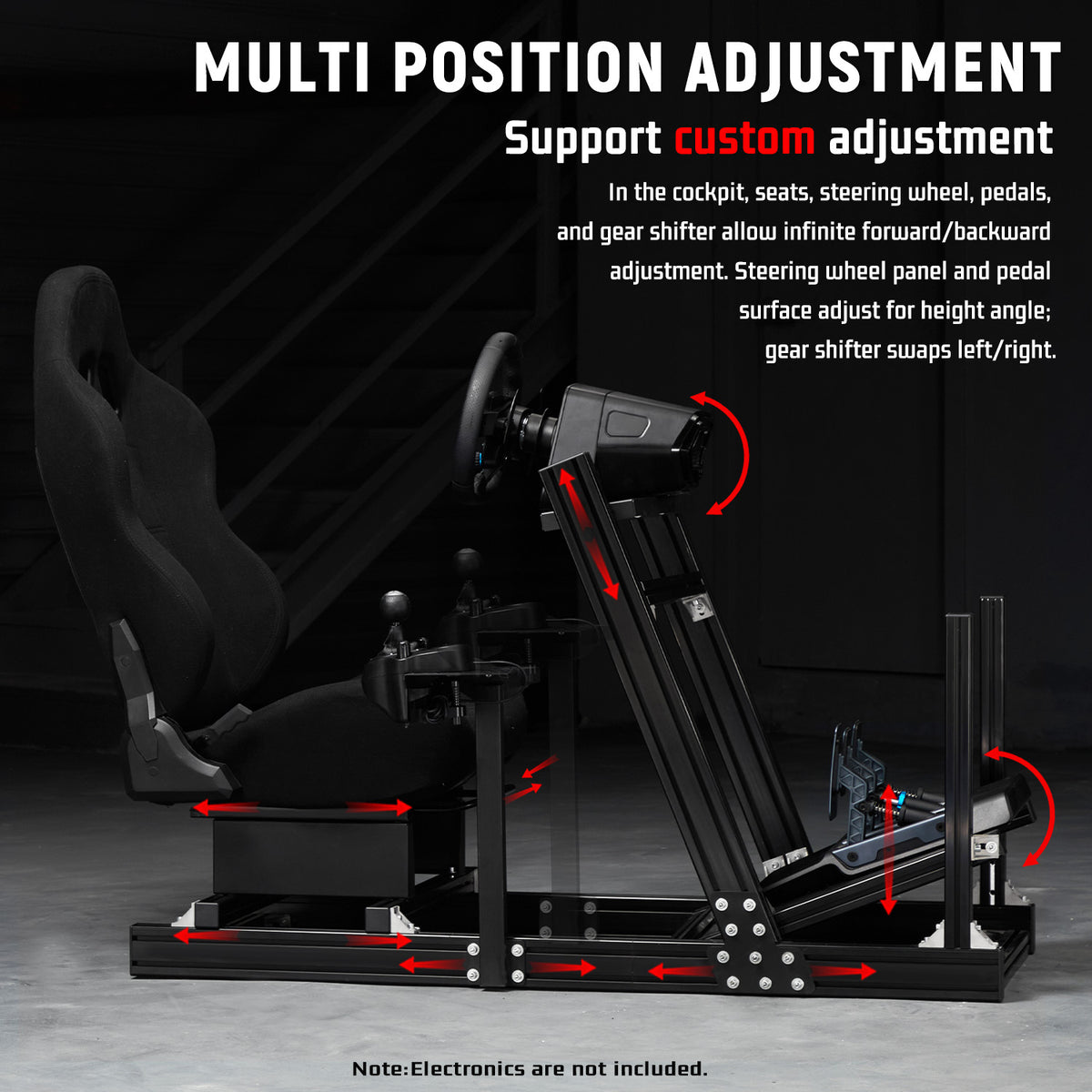 Dardoo F1 Racing Wheel Stand Cockpit with Seat, Rugged Profile 40 x 80 mm Wheel Cage Fit for Logitech G923, for Thrustmaster Sim Racing Mount without Steering Wheel, Pedal, Handbrake