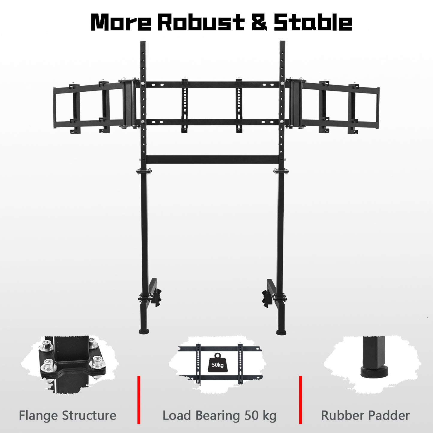 Dardoo Sim Racing Triple Monitor Stand with Adjustable Height & Width for 24-32 Inch Display 3 Screens TV Mount Compatible with Round Tube Racing Sim Cockpit