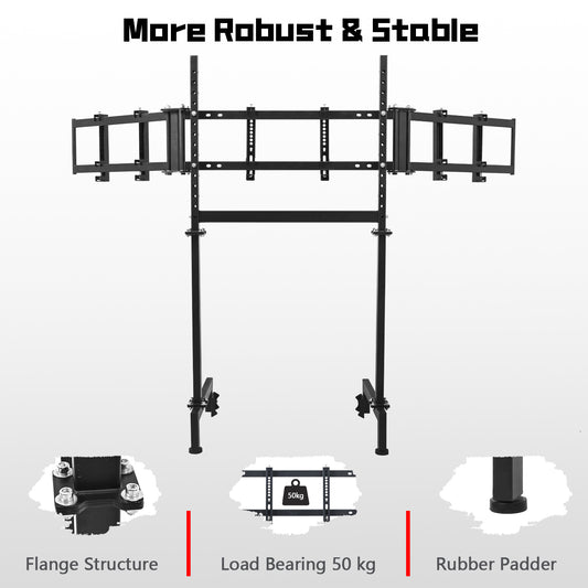 Dardoo Sim Racing Triple Monitor Stand with Adjustable Height & Width for 24-32 Inch Display 3 Screens TV Mount Compatible with Round Tube Racing Sim Cockpit