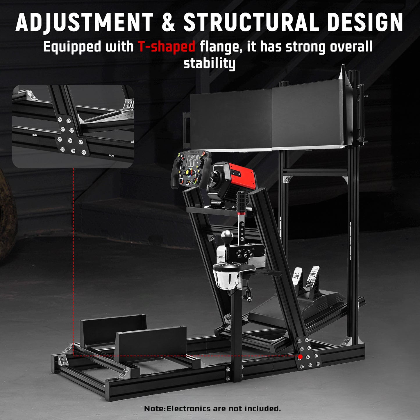 Dardoo F1 Racing Simulator Cockpit with Triple-Screen Display Frame Solid profile 40 x 80 mm Wheel Stand Fit for Logitech G920 G923, for Thrustmaster T300RS Without Wheel, Pedal, Handbrake