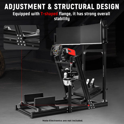 Dardoo F1 Racing Simulator Cockpit with Triple-Screen Display Frame Solid profile 40 x 80 mm Wheel Stand Fit for Logitech G920 G923, for Thrustmaster T300RS Without Wheel, Pedal, Handbrake